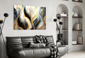 Elegant Gold Swirls on Glass Wall Art