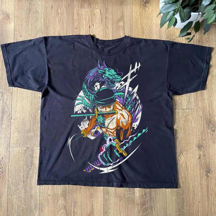 Roronoa Zoro 'Dragon Damnation' Black Anime T-Shirt