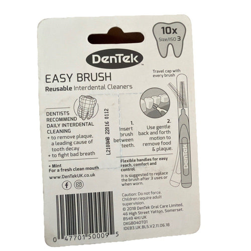 DenTek Easy Brush Interdental Brushes, ISO3 / 0.6mm, Reusable