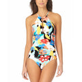 Anne Cole Womens Multi Color Printed High-Neck One-Piece Swimsuit, Size 14