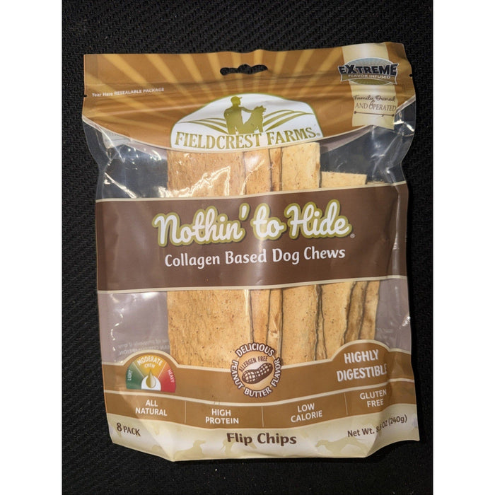 Nothin to Hide Flip Chips Peanut Butter Flavor Dog Chews - All Natural Rawhide Alternative Treats for Dogs