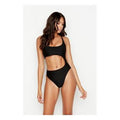Ris-K Black Stretch Asymmetrical Midriff Cutout Swimming Suit, Size XS