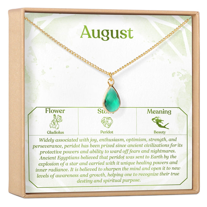 August Birthday Peridot Birthstone Necklace