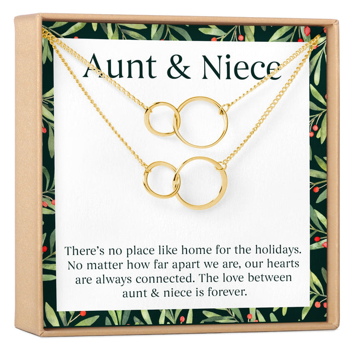 Aunt-Niece Christmas  Double Circles Necklace Set