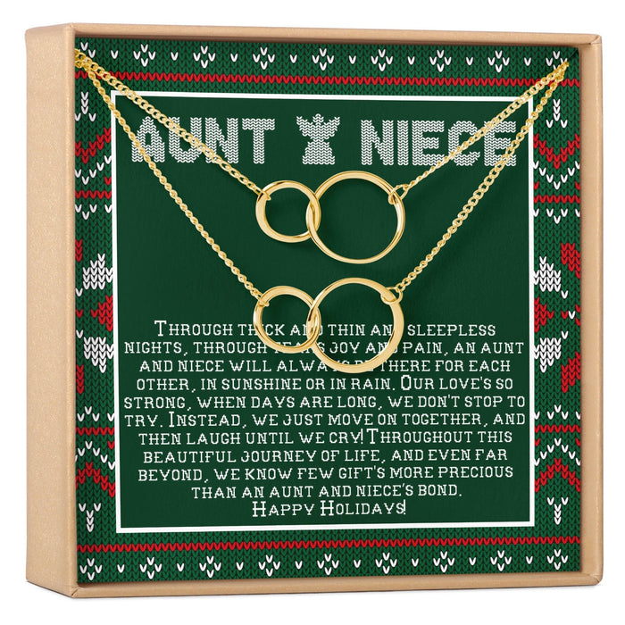Aunt-Niece Christmas  Double Circles Necklace Set