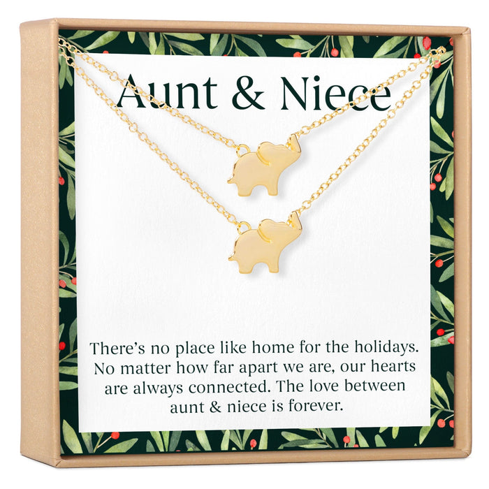 Aunt-Niece Christmas  Elephant Necklace Set