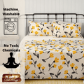 DaDa Bedding Yellow Fleur Floral Fitted and Flat Sheet Set