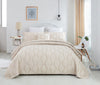 DaDa Bedding Soft Charming French Country Ruffles Quilted Cotton Bedspread Set - Ivory Cream Tan (JHW873)