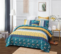 DaDa Bedding Gardenia Green Floral Patchwork Quilt Set