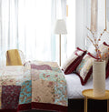 DaDa Bedding Burgundy Paisley Patchwork Cotton Quilt Set