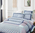 DaDa Bedding Mediterranean Blue Mint Patchwork Quilt Set