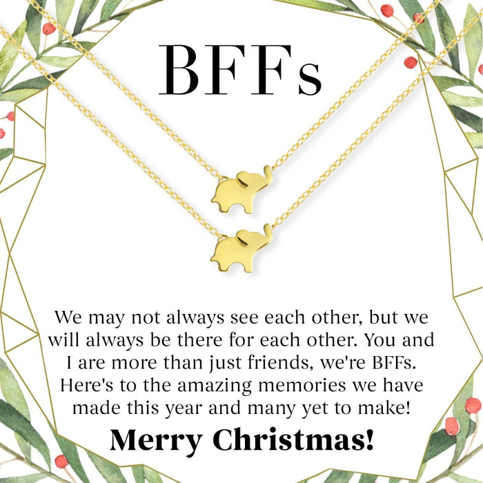 Besties Christmas Elephant Necklace Set