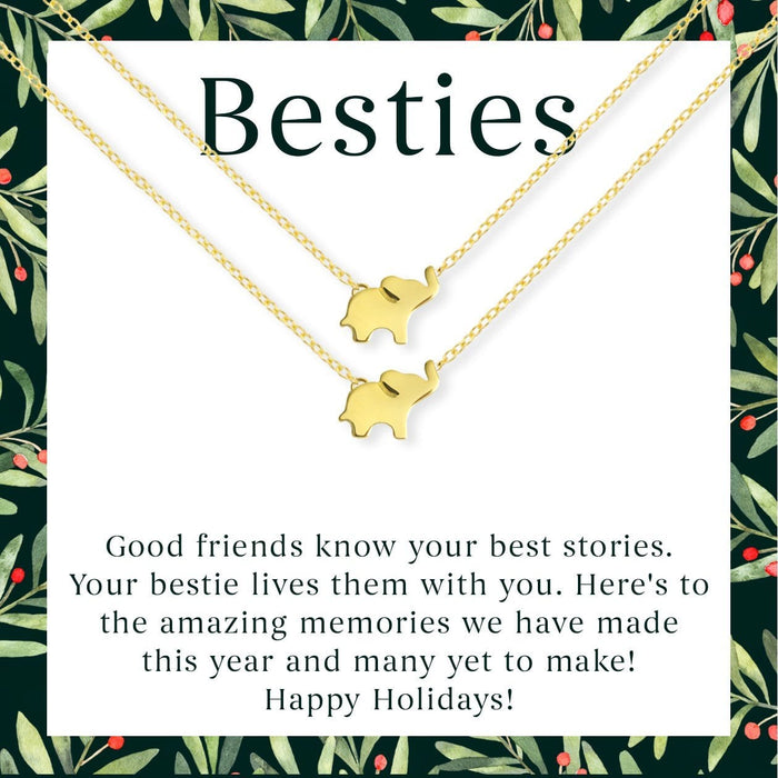 Besties Christmas Elephant Necklace Set