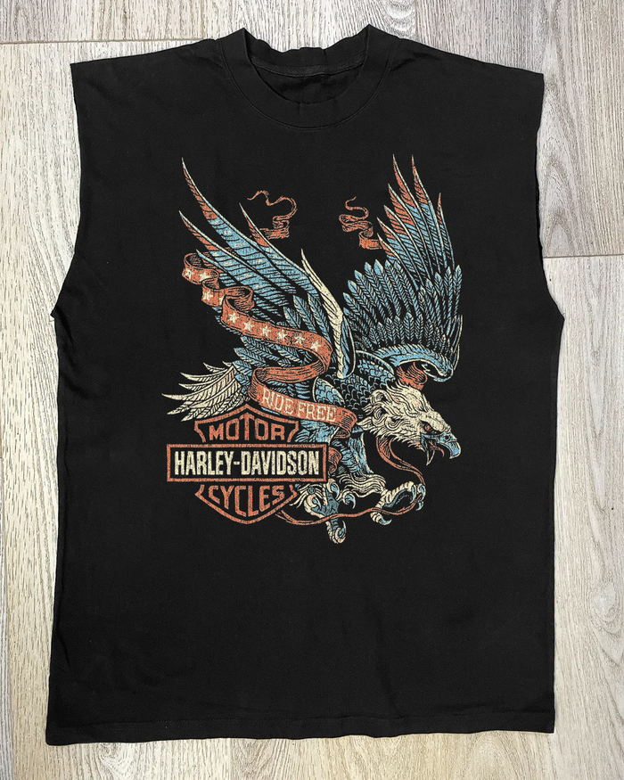 Harley Ride Free Black Cut-Off Shirt