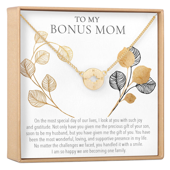 Bonus Mom Compass Pendant Necklace