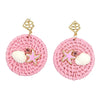 Brianna Cannon BEACH HOUSE RATTAN EARRINGS IN PINK