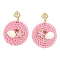 Brianna Cannon BEACH HOUSE RATTAN EARRINGS IN PINK