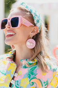 Brianna Cannon BEACH HOUSE RATTAN EARRINGS IN PINK