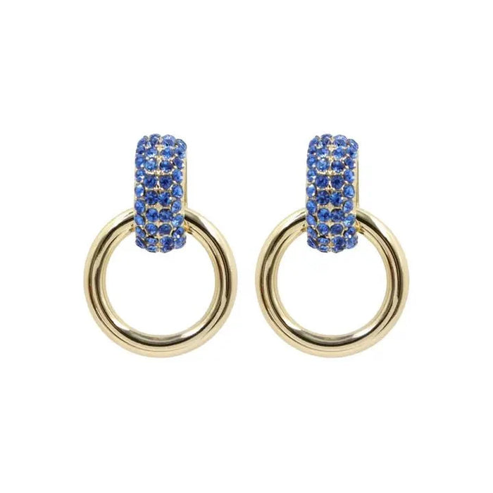 Brianna Cannon - Blue Crystal & Gold Knocker Earrings