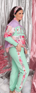 Brianna Cannon - Floral Stripe Fleece-Lined Sweatpants