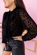 Brianna Cannon • Leopard Burnout Velvet Button Down with Bow