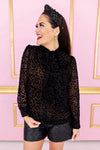 Brianna Cannon • Leopard Burnout Velvet Button Down with Bow