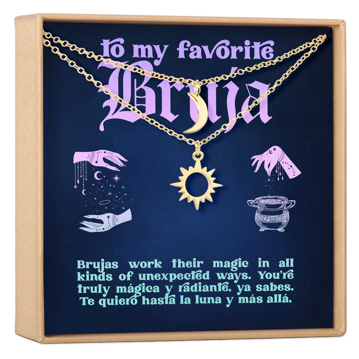 Bruja Sun and Moon Pendants Necklace Set