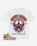 G West Butterfly and Daisy Flower Groovy Garden Oversized T-Shirt Mens