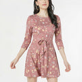 Be Bop Womens Floral Print Jewel Neck Casual Dress,Size Large