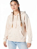 Gypsies and Moondust Juniors Pearl-Embellished Hooded Sweatshirt, Size Small