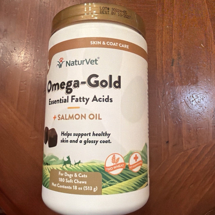 NaturVet Omega-Gold Plus Salmon Oil 180 Chews