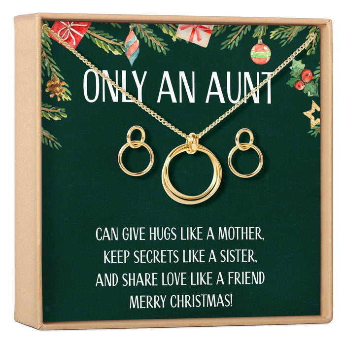 Christmas Gift for Aunt Linked Circles Earring and Necklace Jewelry Set