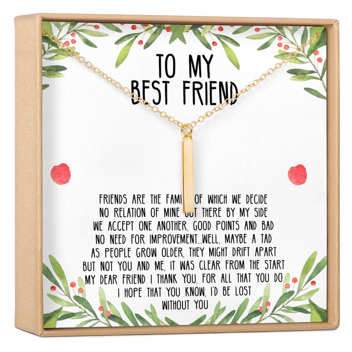 Christmas Gift for Best Friend Vertical Bar  Necklace