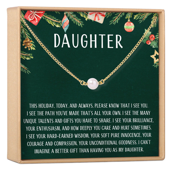 Christmas Gift for Daughter Pearl Necklace