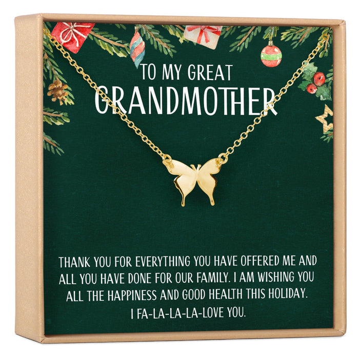Christmas Gift for Great Grandma Butterfly Pendant Necklace