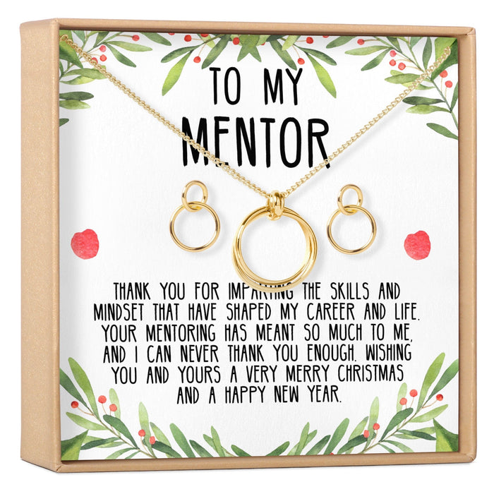Christmas Gift for Mentor Linked Circles Earring and Necklace Jewelry Set