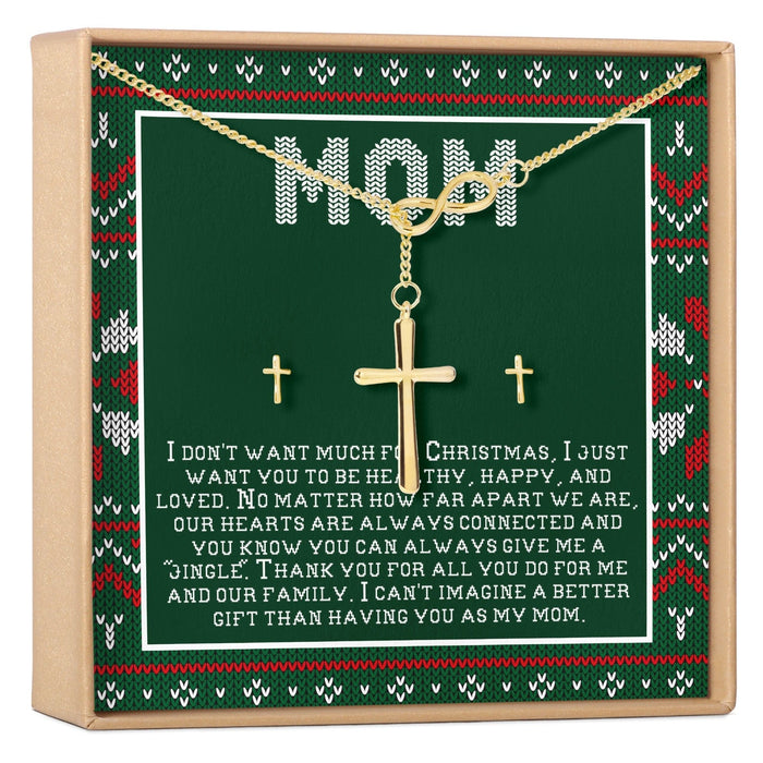 Christmas Gift for Mom Cross earring and Necklace Set Jewelry Set