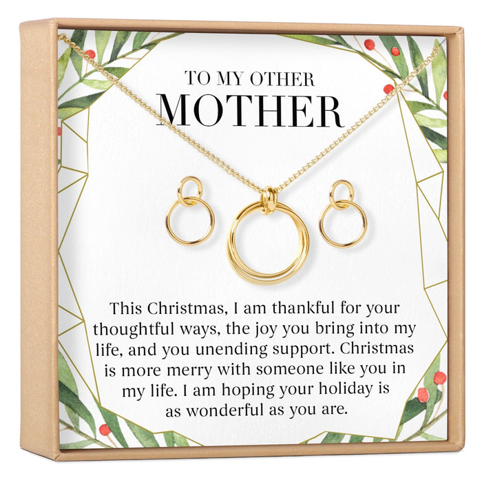Christmas Gift for Other Mother Linked Circles Earring and Necklace Jewelry Set