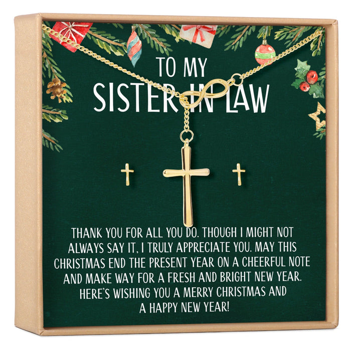 Christmas Gift for Sister-In-Law Cross earring and Necklace Set Jewelry Set
