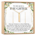 Christmas Gift for Stepdaughter Gold Bar Earring Threader and Necklace Jewelry Set