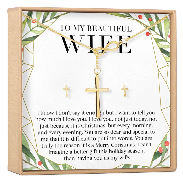 Christmas Gift for Wife Cross earring and Necklace Set Jewelry Set