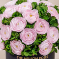 Classic Black Box | Light Pink Persian Buttercups & Green Hydrangeas