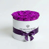 Classic White Box | Bright Purple Roses