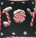 DaDa Bedding Peppermint Joy Stars Red Black Tapestry Throw Pillow Cover - 16” x 16” (12904)
