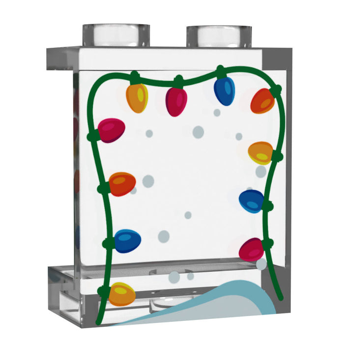 Window with Christmas Lights made using LEGO part  1x2x2 Panel - B3 Customs