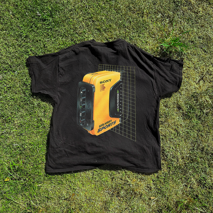 Sony 'Walkman Sports' Grid Vintage Washed Black Tee