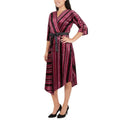 Ny Collection Striped Velvet Faux-Wrap Dress, Size Small