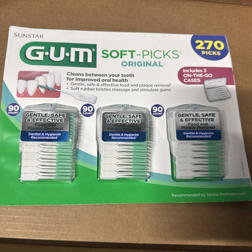 Sunstar GUM Soft-Picks Original Dental Picks for Teeth Cleaning & Gum 270ct
