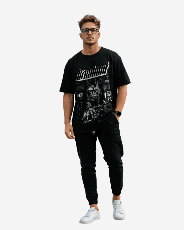 G West Demon Cat Breakout Oversized T-Shirt Mens