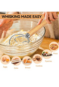 Danish Dough Whisk, 13", Stainless Steel Wire Head, Wooden Handle, Bread Mixer